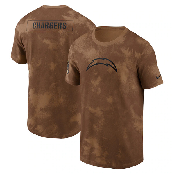 Men's Los Angeles Chargers 2023 Brown Salute To Service Sideline T-Shirt - Click Image to Close